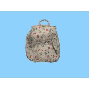 Disney Minnie Mouse Canvas Backpack 12" - Gray With Red Bows & Ears